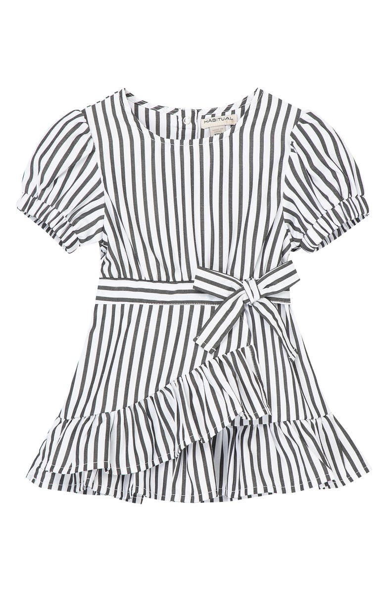 Habitual Kids Stripe Puff Sleeve Dress, Main, color, 