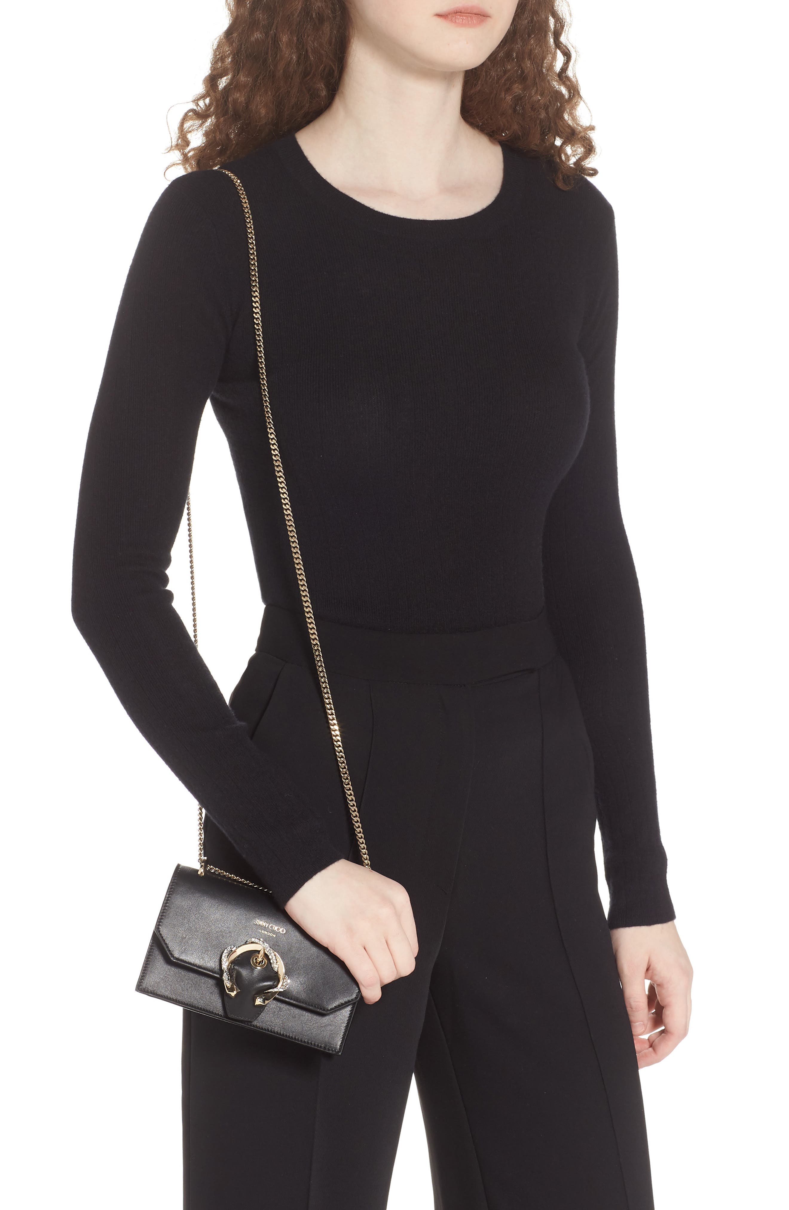 Jimmy Choo Paris Leather Shoulder Bag, Alternate, color, 