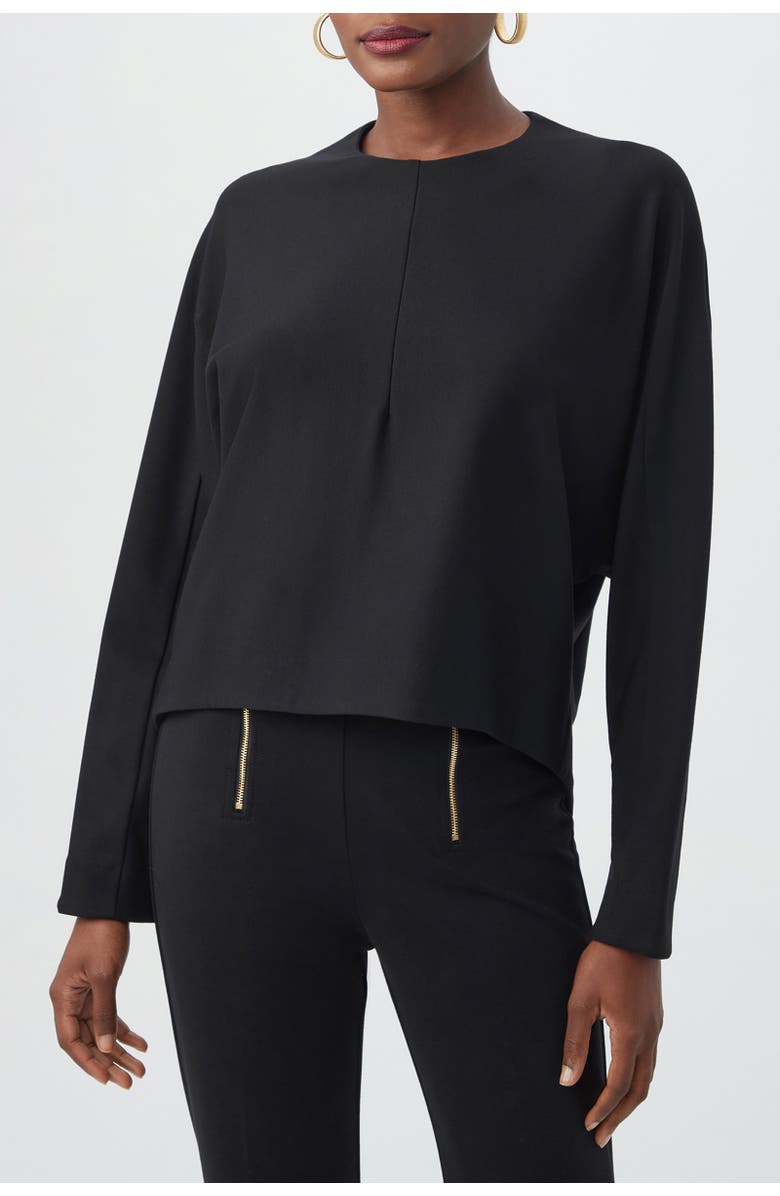 Trina Turk Marsa Long Sleeve Ponte Top, Alternate, color, Black