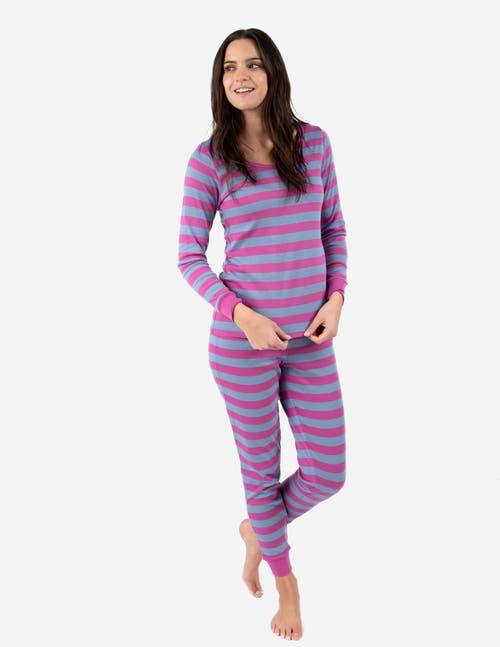 Leveret Cotton Striped Matching Family Pajamas In Purple