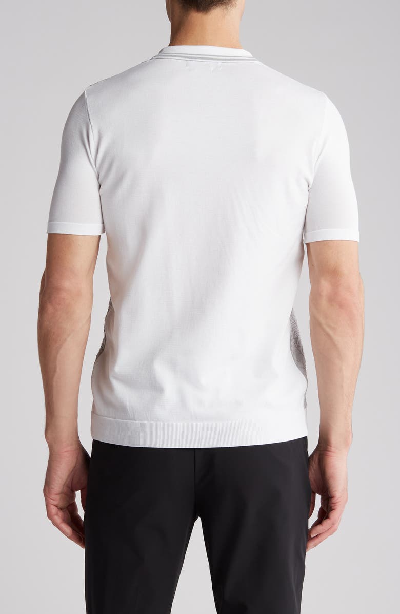 T.R. PREMIUM Textured Knit Quarter-Zip Polo, Alternate, color, White Grey