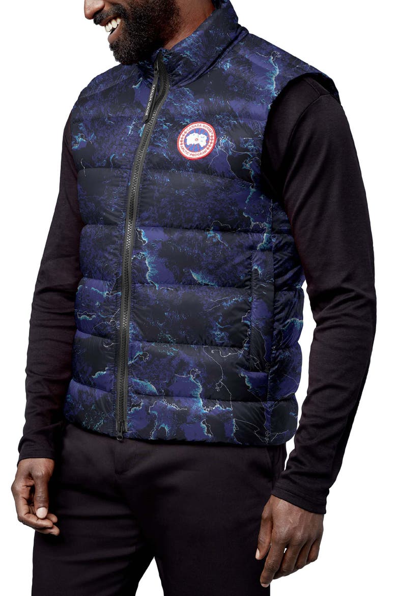 Crofton Water Resistant Packable Quilted 750-Fill-Power Down Vest, Main, color, COASTLINES-ABLU