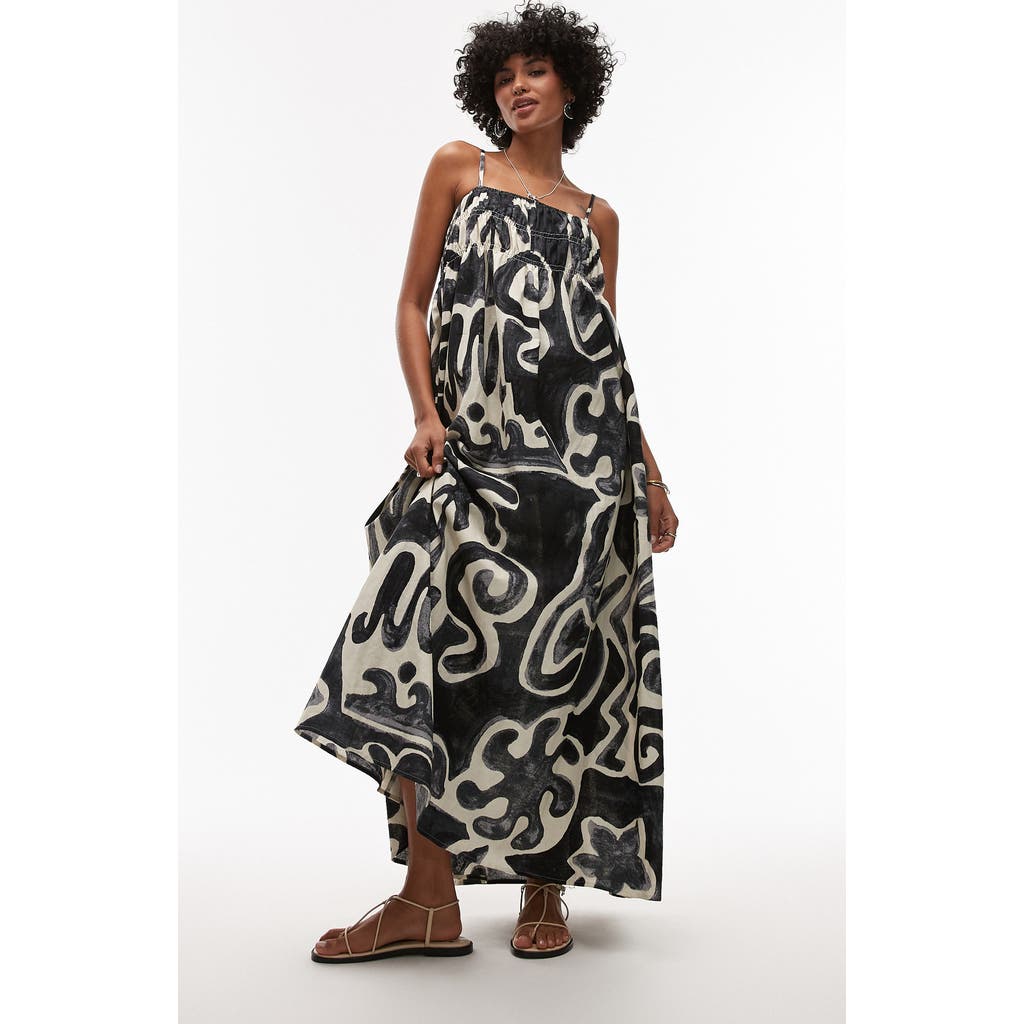 Topshop Linen-look Shirred Bust Throw-on Midi Dress