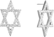LANA 14K Gold Star of David Diamond Stud Earrings