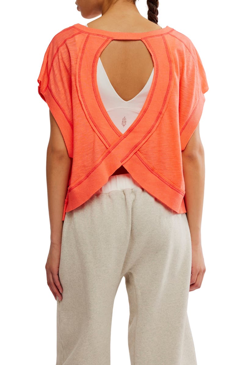 Free People FP Movement My Tee Time Open Back T-Shirt, Alternate, color, Neon Coral