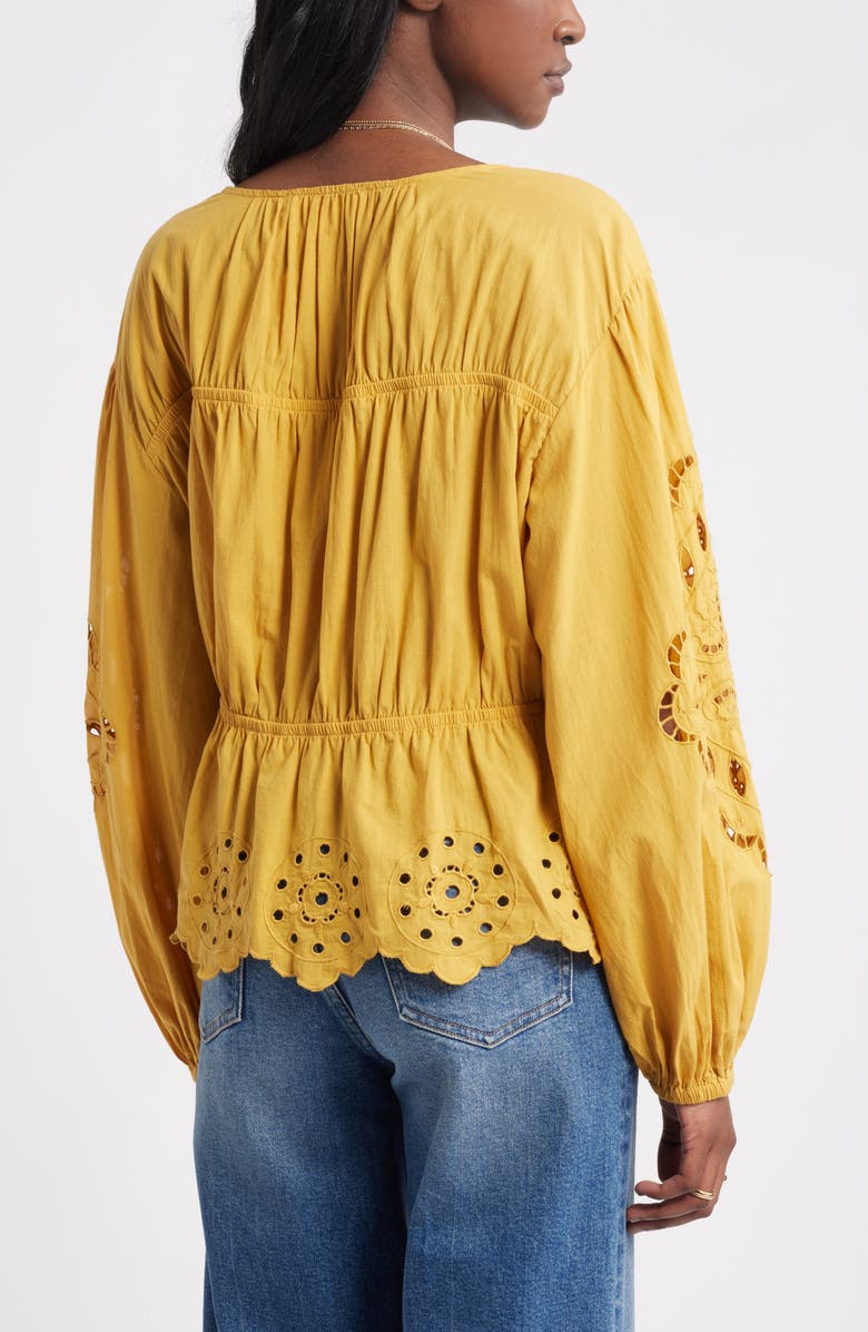 Long Sleeve Cotton Eyelet Top