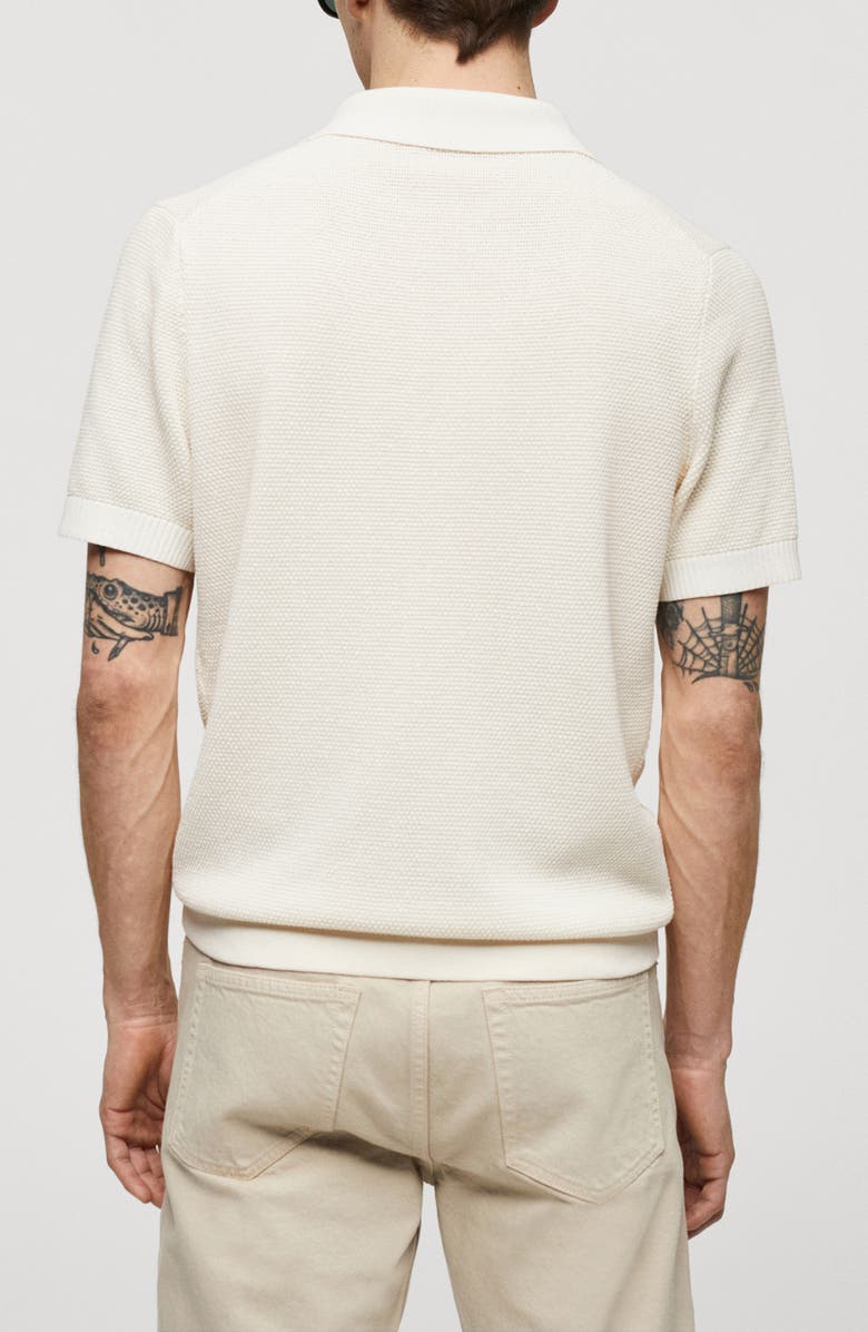 MANGO Textured Knit Johnny Collar Polo Shirt, Alternate, color, 