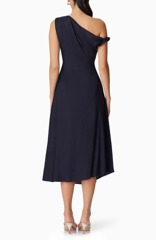 Elliatt Kara One-shoulder Midi Dress In Navy