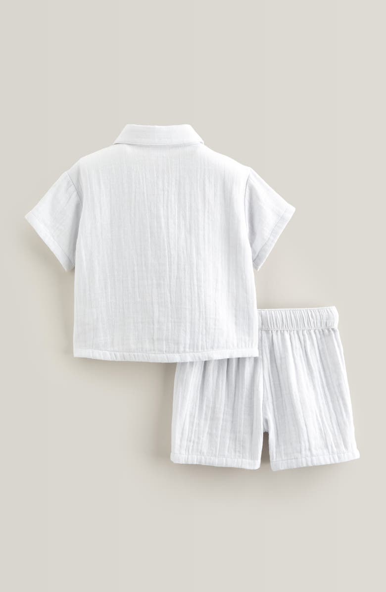 Nordstrom Stripe Short Sleeve Cotton Button-Up Shirt & Shorts Set, Alternate, color, Blue Feather Fine Stripe