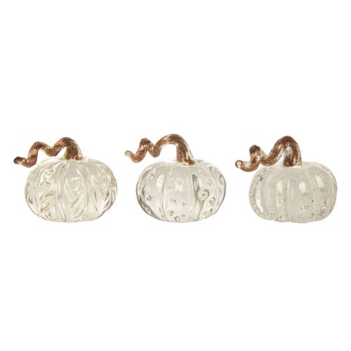 Transpac Bubble Glass Mini Pumpkins Set Of 3 Decorative Figurines Clear Glass Fall Harvest Tabletop  In Transparent