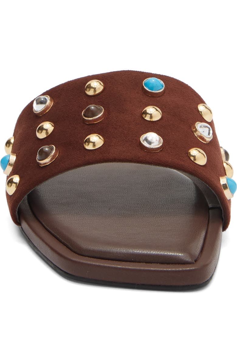 Steve Madden Lettie Studded Slide Sandal, Alternate, color, Brown Suede