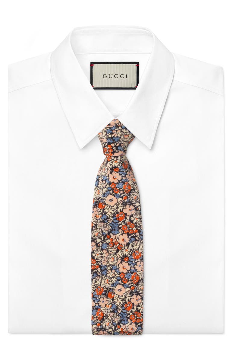 Gucci x Liberty London Floral Print Silk Crepe Tie, Alternate, color, 