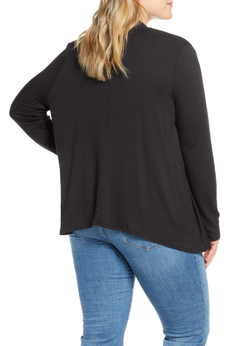 Gibson High/Low Cardigan, Alternate, color, BLACK