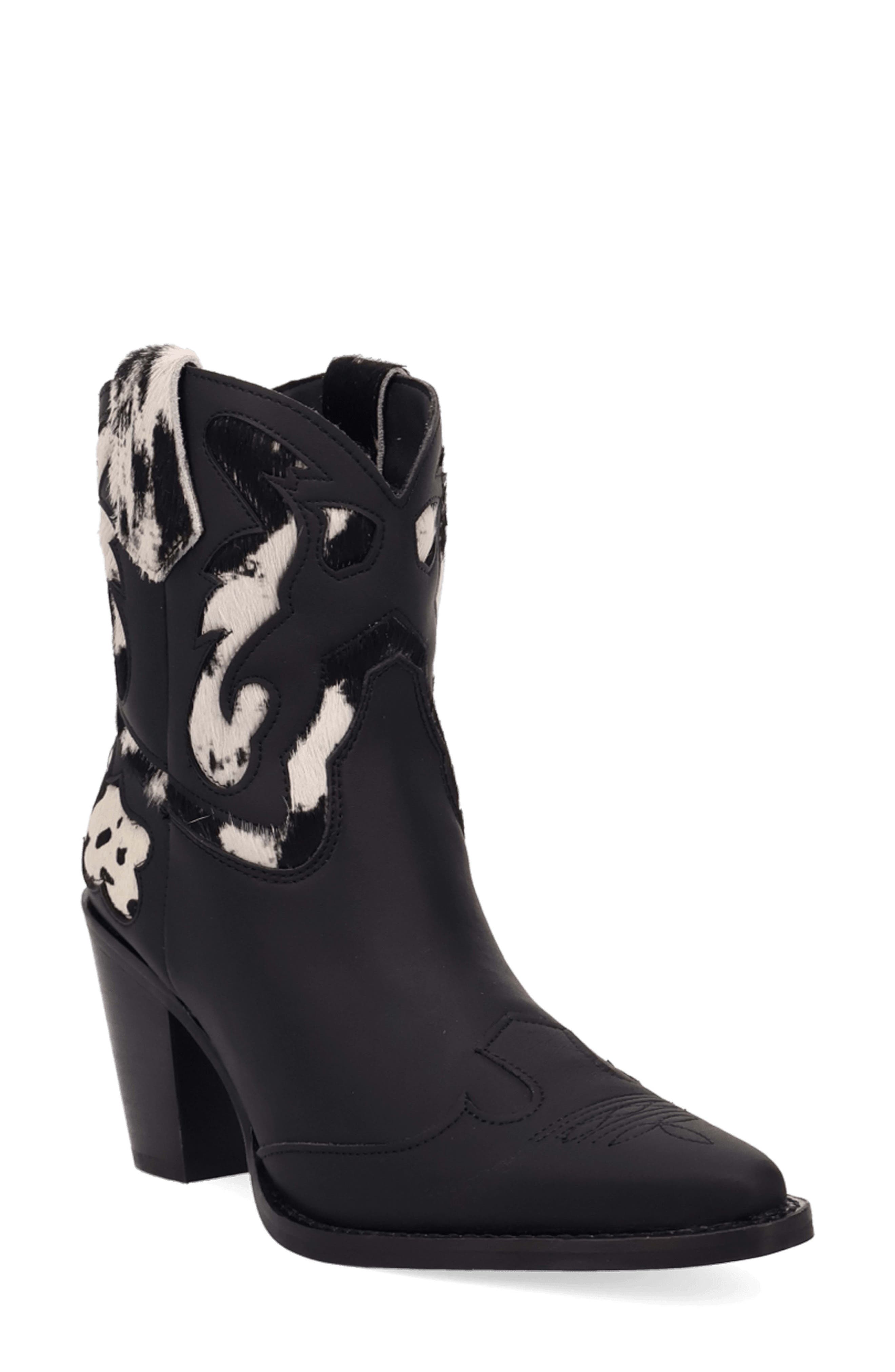 Run Wild Animal Print Western Boot, Main, color, BLACK COW PRINT