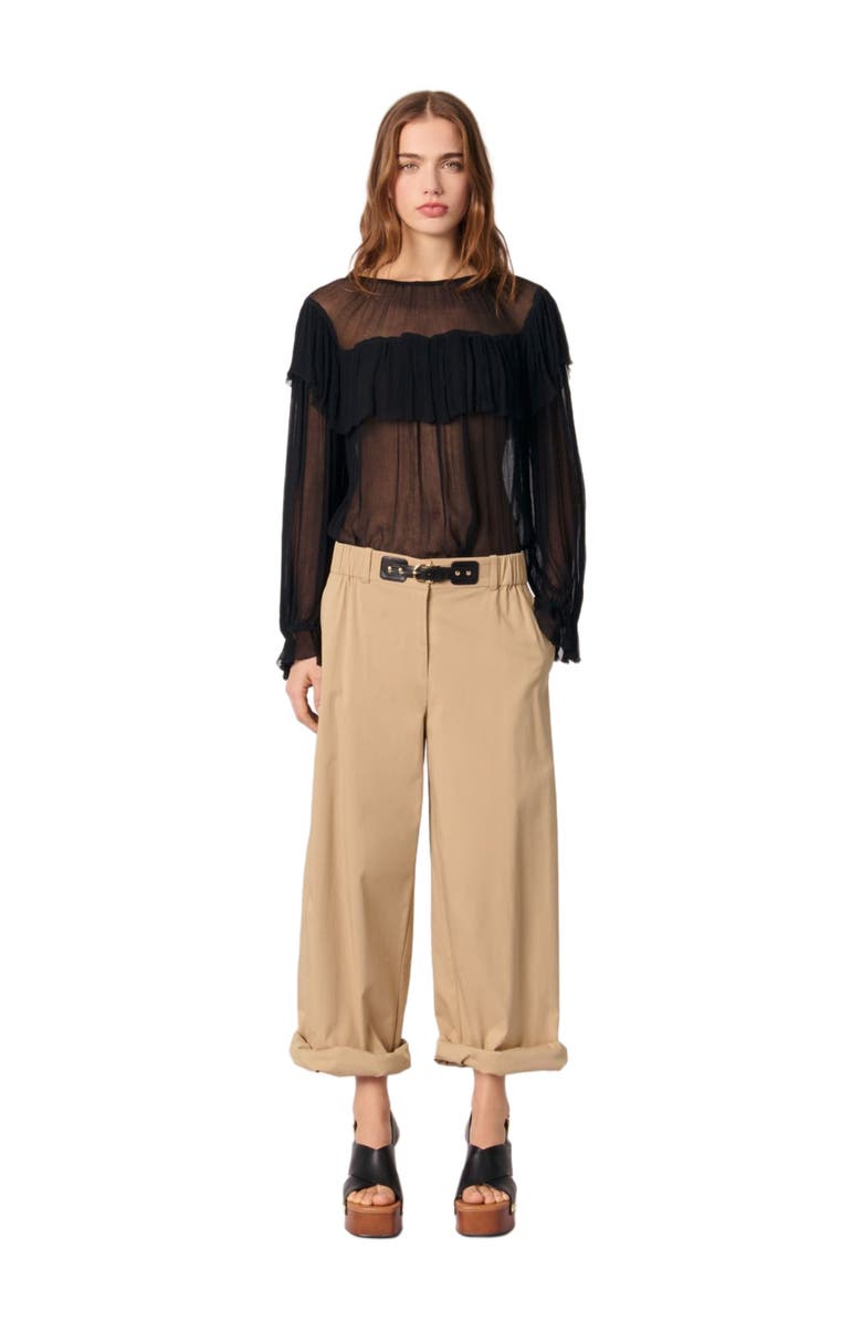 maje Ruffled chiffon top, Main, color, 