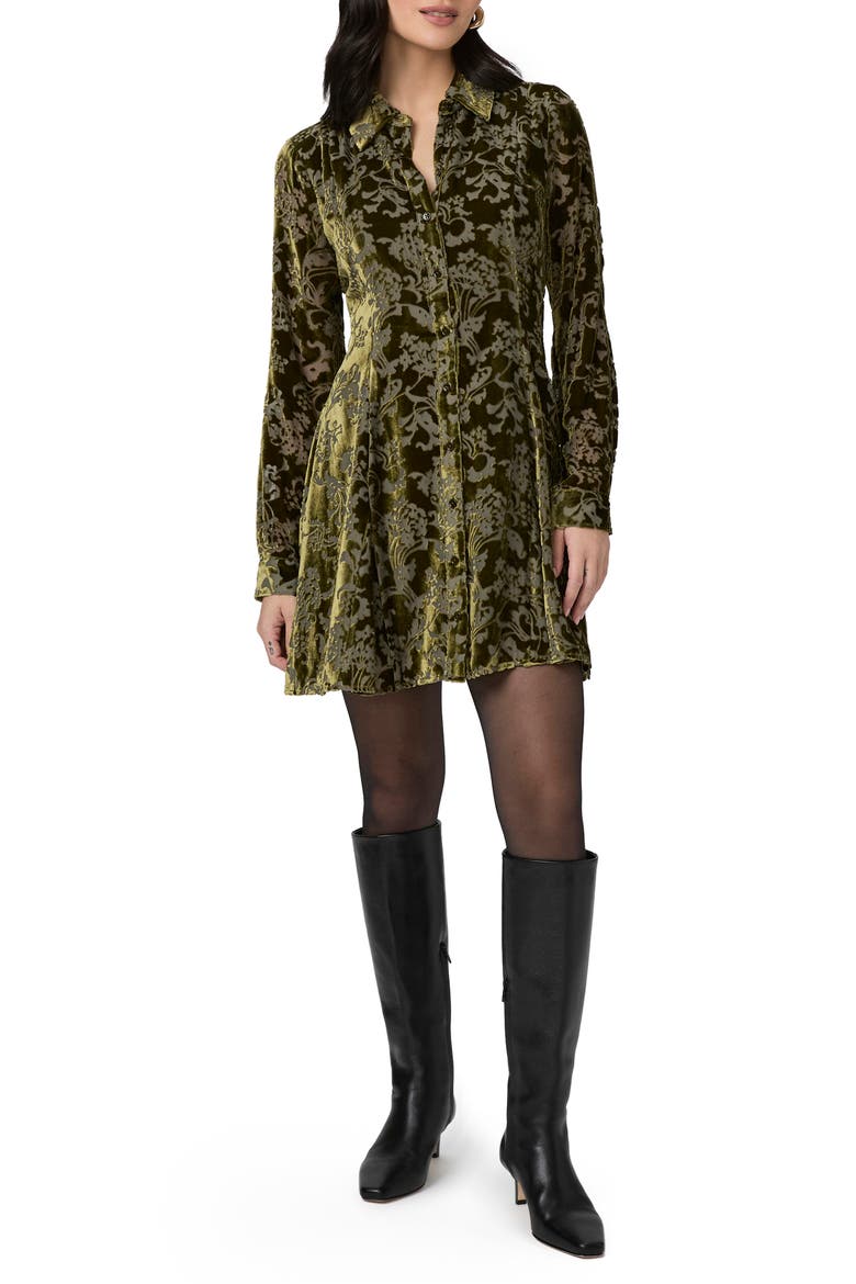 Desano Burnout Long Sleeve Shirtdress, Main, color, SPANISH MOSS