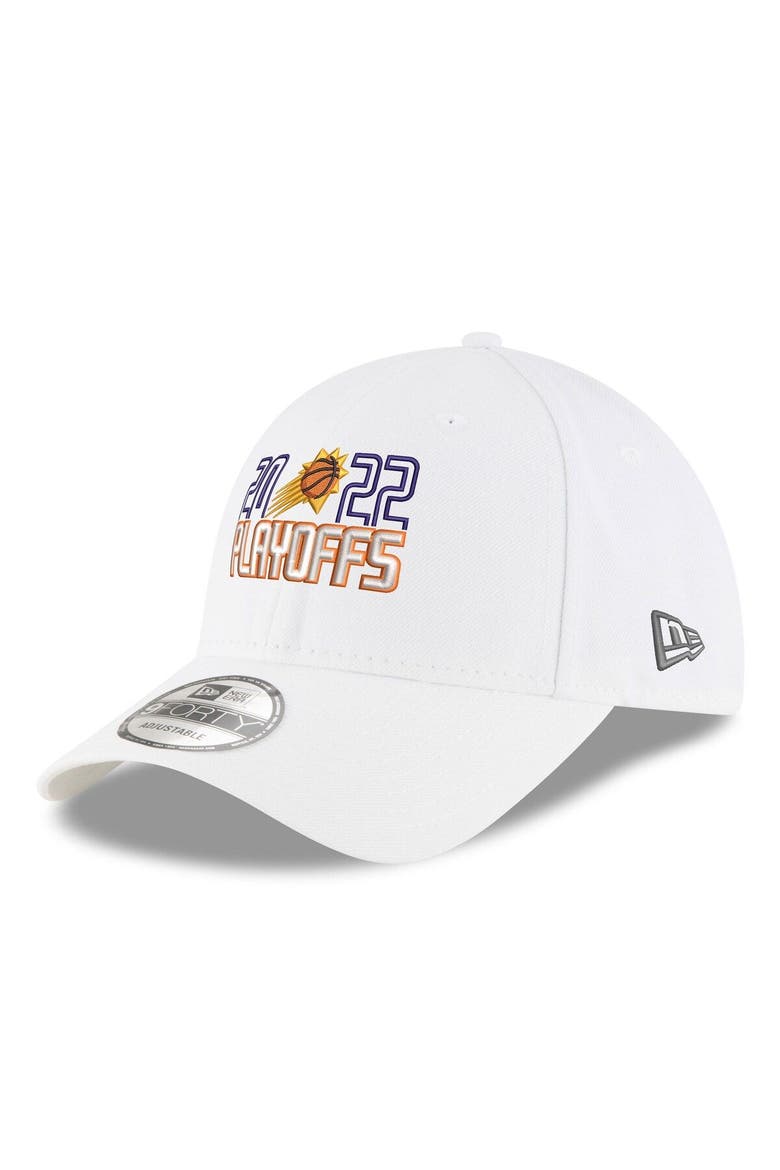 Men's New Era White Phoenix Suns 2022 NBA Playoffs Bubble Letter 9FORTY Adjustable Hat, Main, color, White