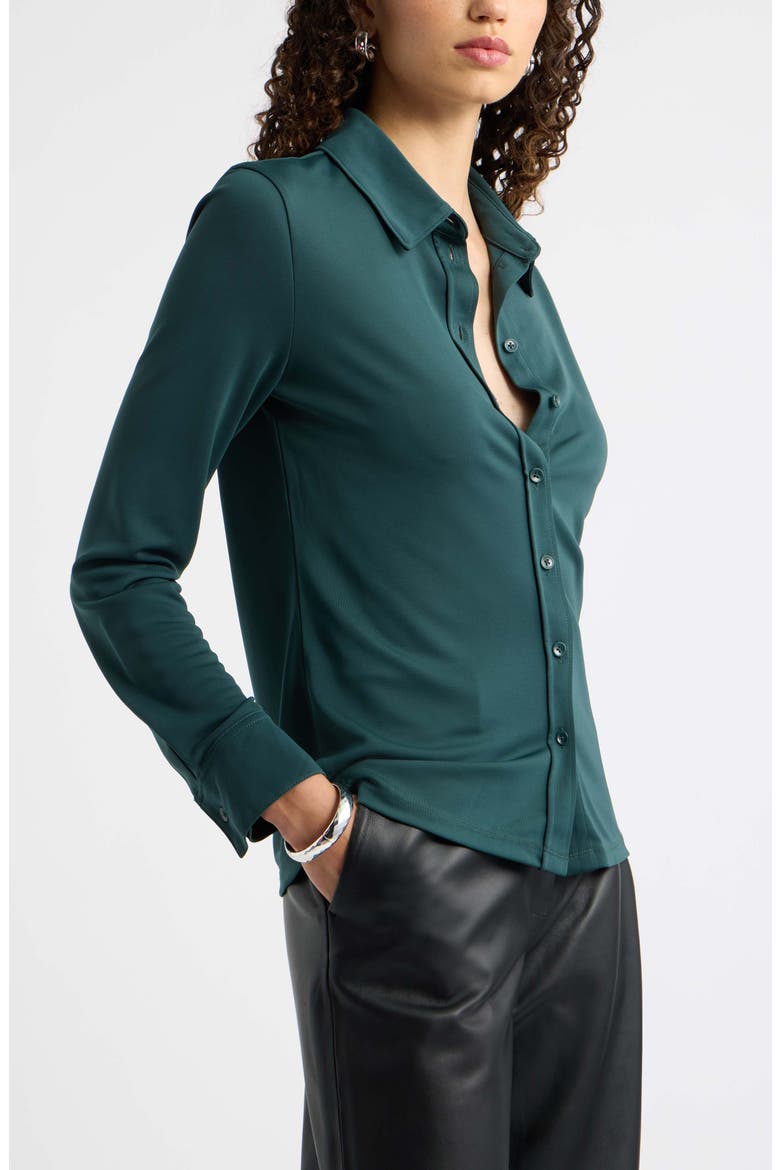 Long Sleeve Knit Button Front Top, Alternate, color, GREEN GABLES