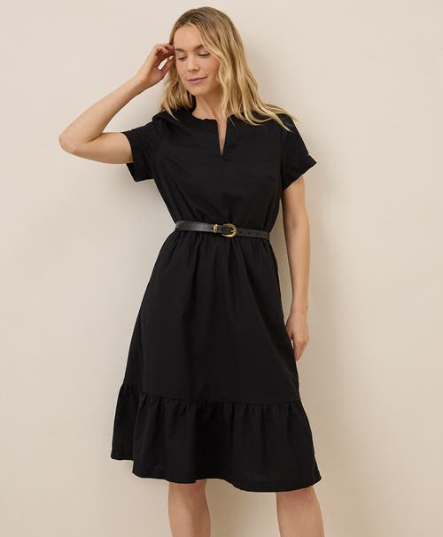Pact Canopy Linen Notch Neck Dress Made With Organic Cotton In Black