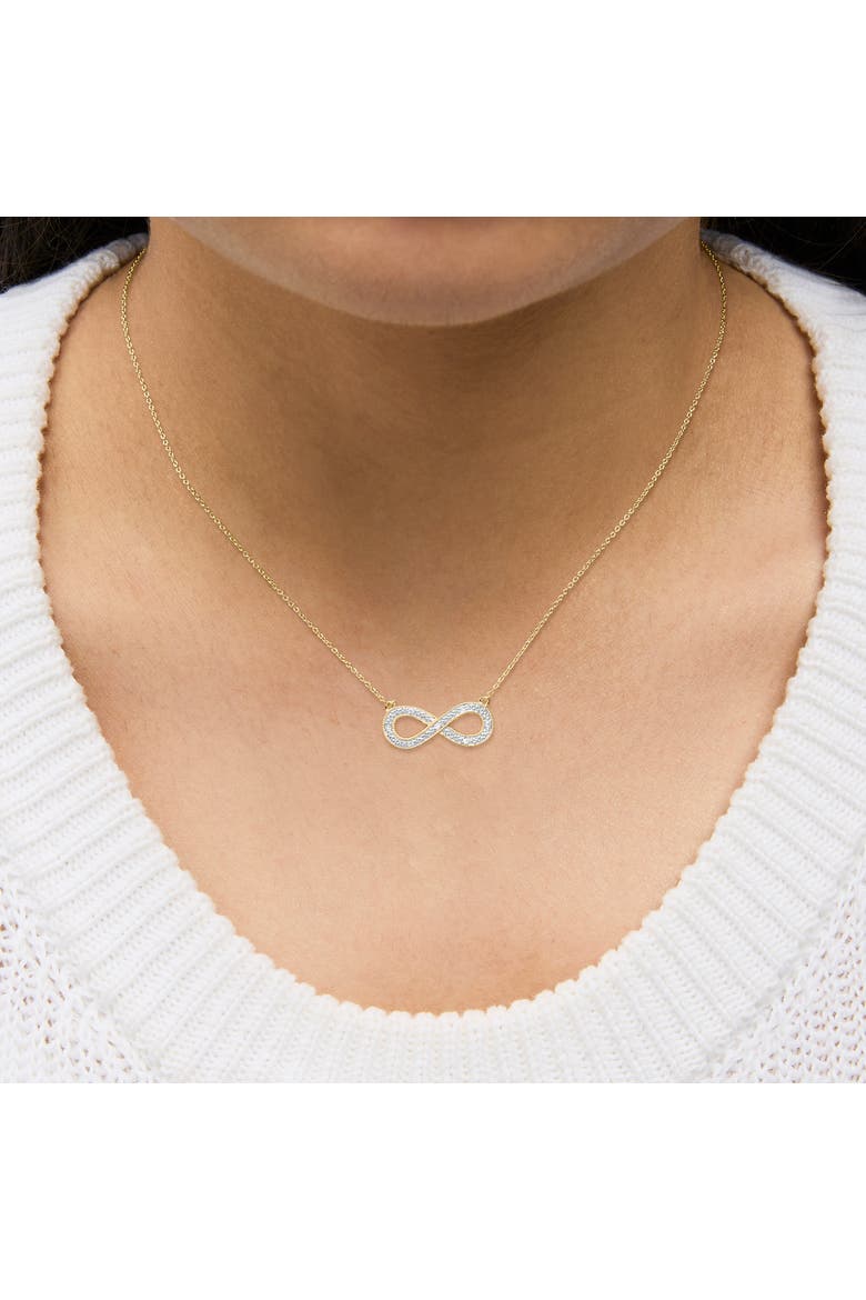 Gold Vermeil Diamond Accent Infinity Pendant Necklace, Alternate, color, Silver