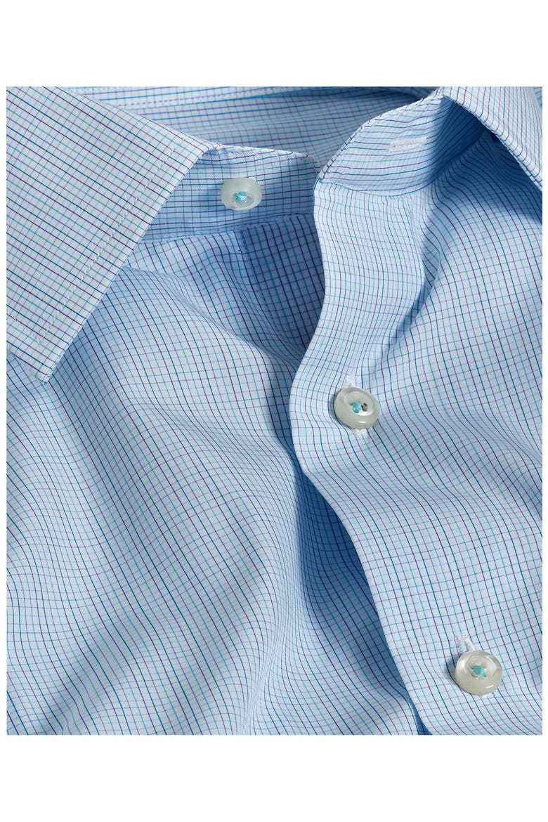 Trim Fit Tattersall Check Cotton Dress Shirt, Alternate, color, WHITE/ OCEAN