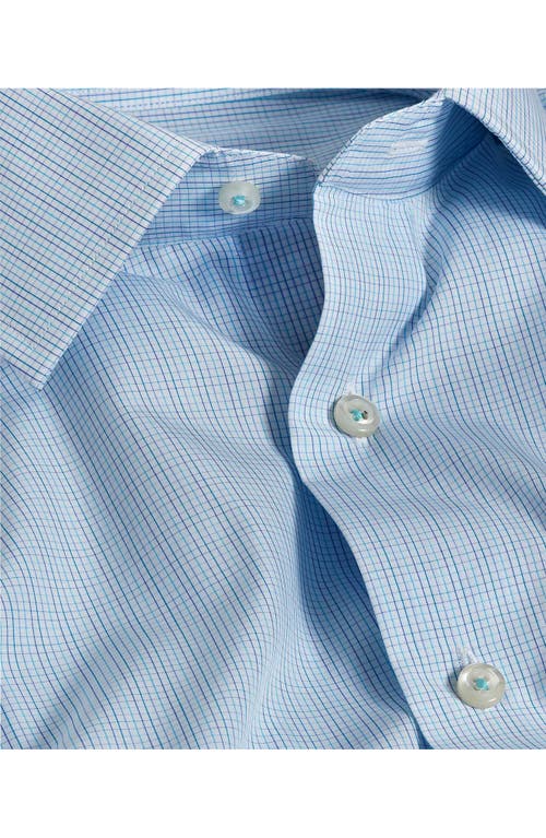 David Donahue Trim Fit Tattersall Check Cotton Dress Shirt In Blue