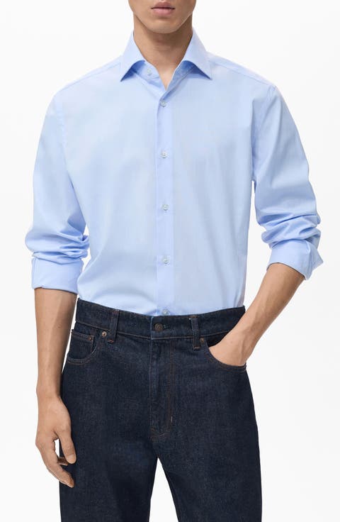 Regular Fit Cotton Oxford Cloth Button-Up Shirt