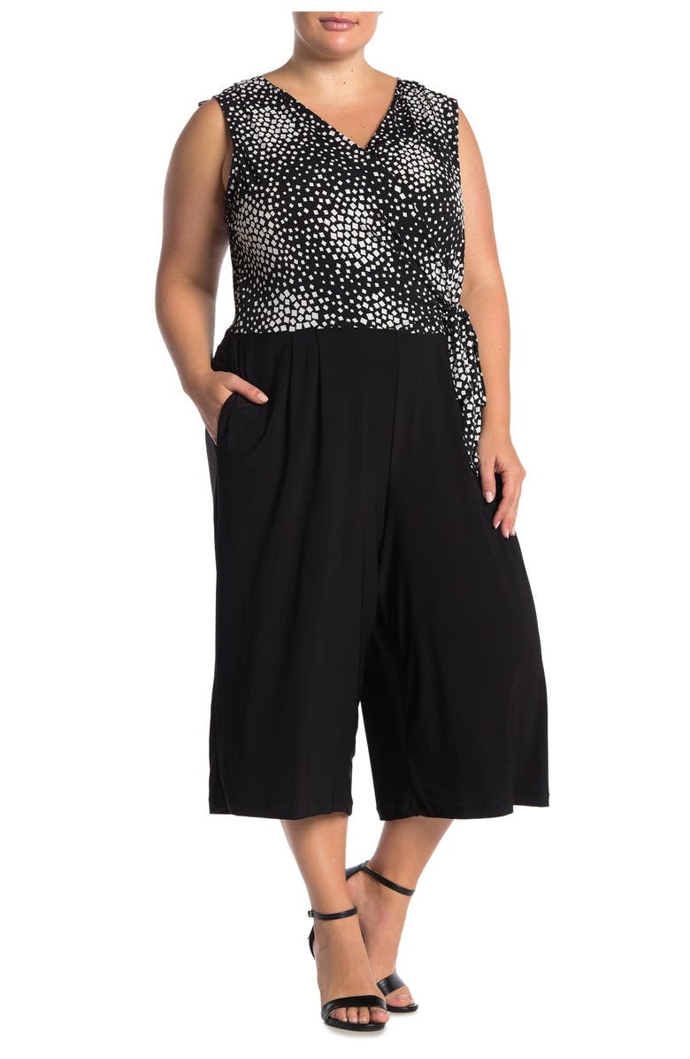 Nina Leonard Sleeveless V-Neck Wrap Front Jumpsuit, Main, color, 