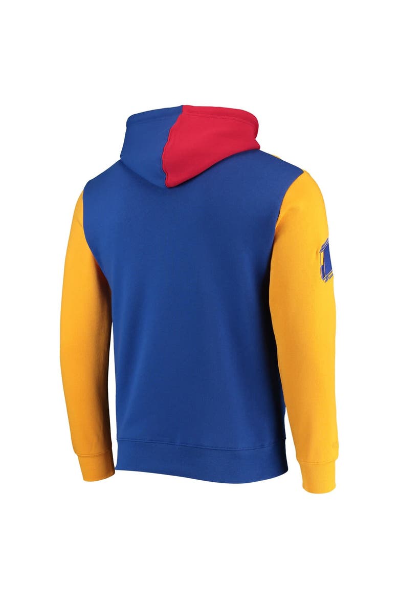 Men's Mitchell & Ness Royal San Francisco Warriors Hardwood Classics 75th Anniversary Colorblock Pullover Hoodie, Alternate, color, Royal