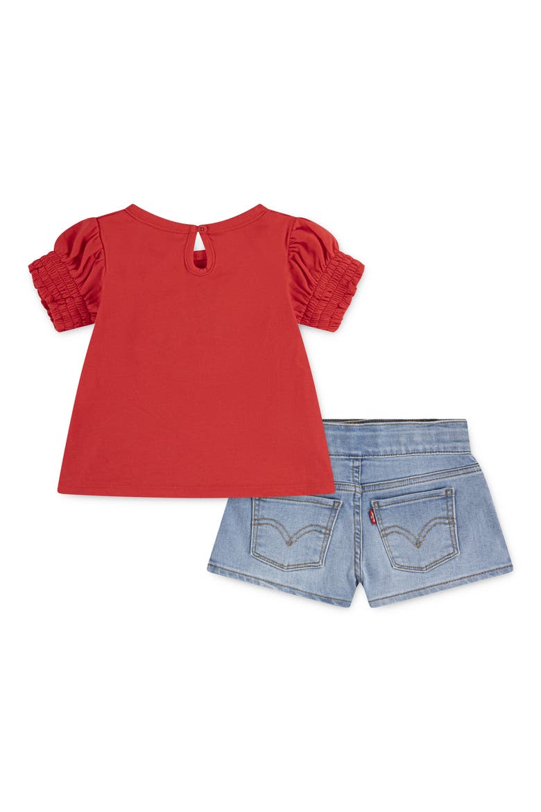 Kids' Nautical Heart Puff Sleeve Graphic T-Shirt & Shorts Set, Alternate, color, HIBISCUS