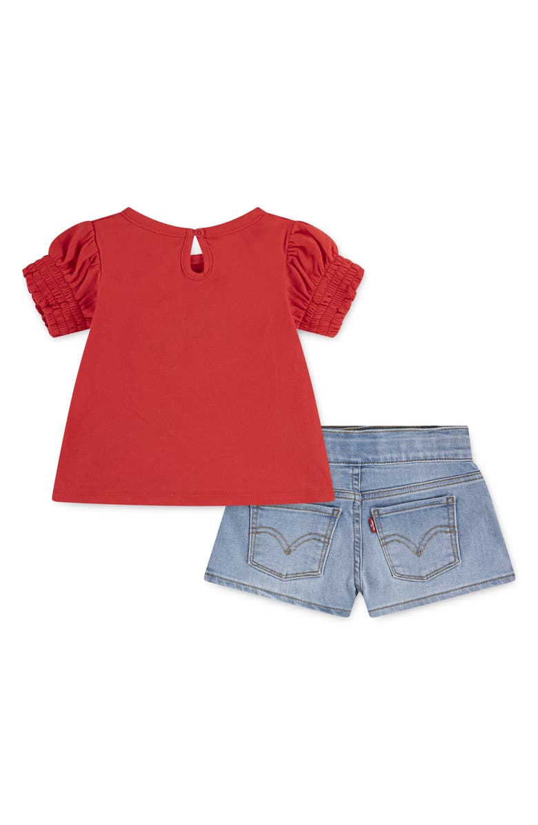 Levi's Kids' Nautical Heart Puff Sleeve Graphic T-Shirt & Shorts Set, Alternate, color, Hibiscus