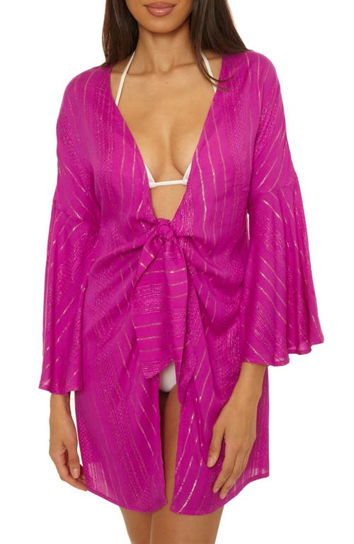 Becca Radiance V-neck Long Sleeve Cover-up Tunic In Pink