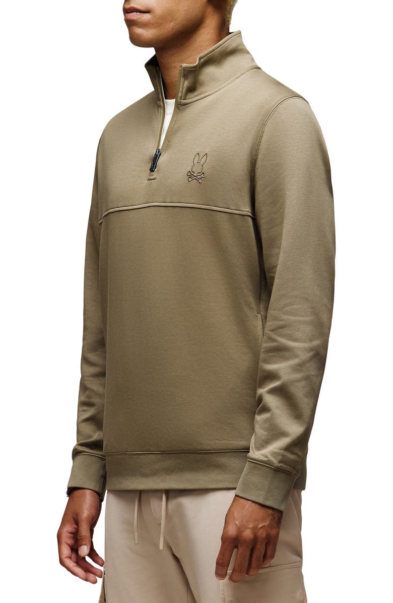 Psycho Bunny Zeke Quarter Zip Sweatshirt, Alternate, color, Dusky Green