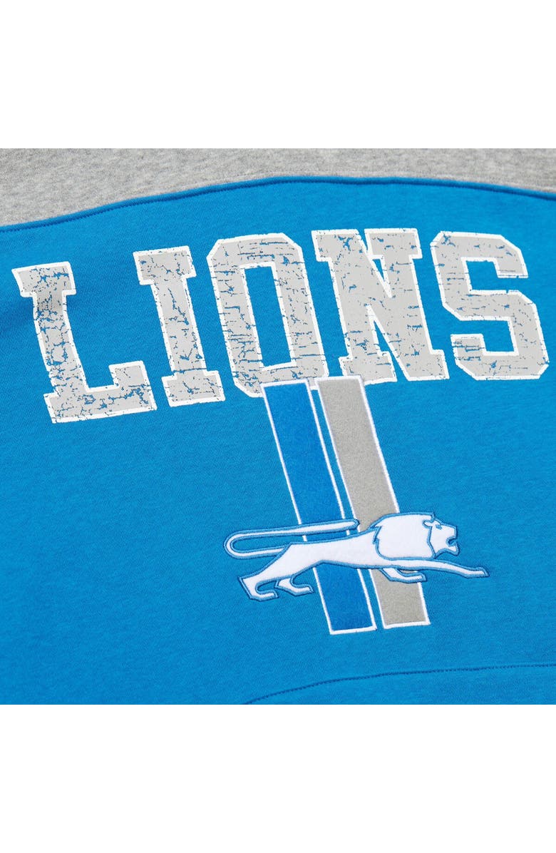 Mitchell 
Ness Men
s Mitchell 
Ness Blue Detroit Lions  Off Field Vintage Logo Short Sleeve Pullover Hoodie, Alternate, color, Blue