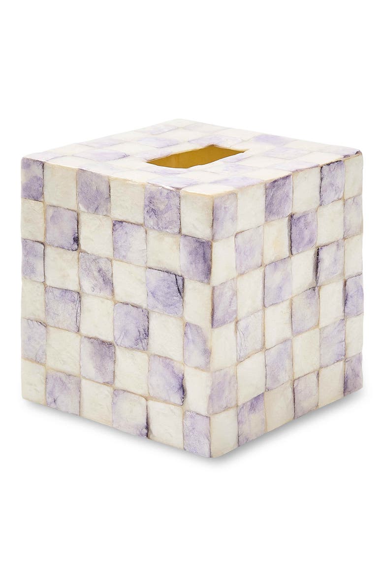 Violet Check Boutique Tissue Box Cover, Main, color, VIOLET