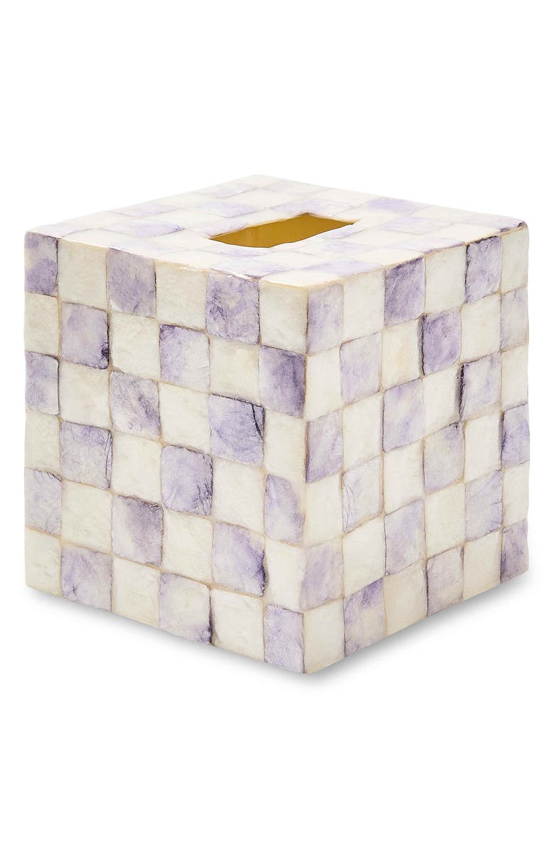 MACKENZIE CHILDS Violet Check Boutique Tissue Box Cover, Main, color, Violet