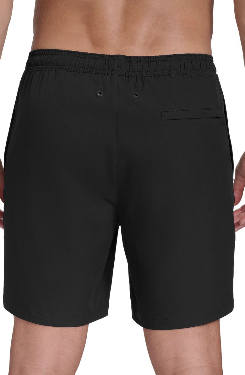 Calvin Klein Solid Stretchy Jersey Swim Shorts, Alternate, color, Black