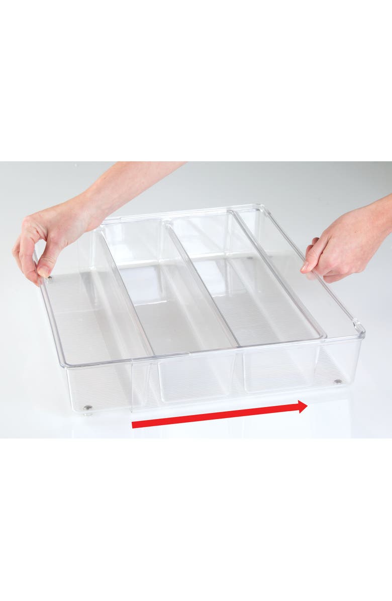 mDesign Plastic Adjustable/Expandable Drawer Storage Organizer, 4 Pack, Clear, Alternate, color,