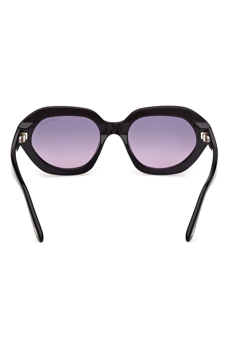 TOM FORD Meryl 53mm Gradient Geometric Sunglasses, Alternate, color, Shiny Black / Smoke Purple