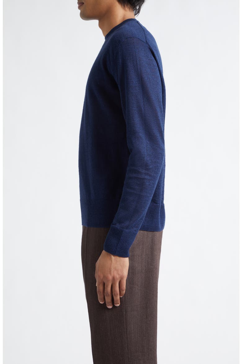 Flax & Cotton Crewneck Sweater, Alternate, color, NAVY