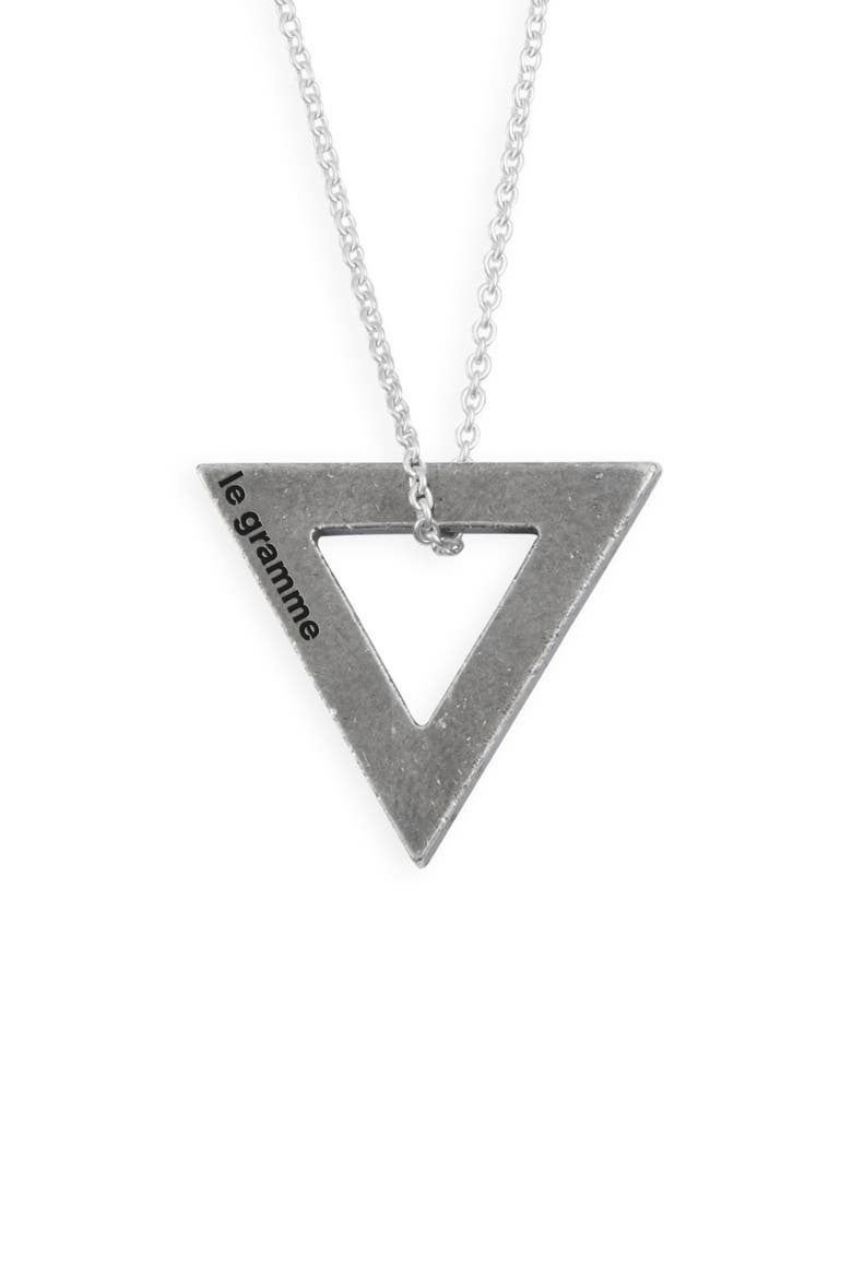 Men's Sterling Silver Triangle Pendant Necklae, Main, color, SILVER