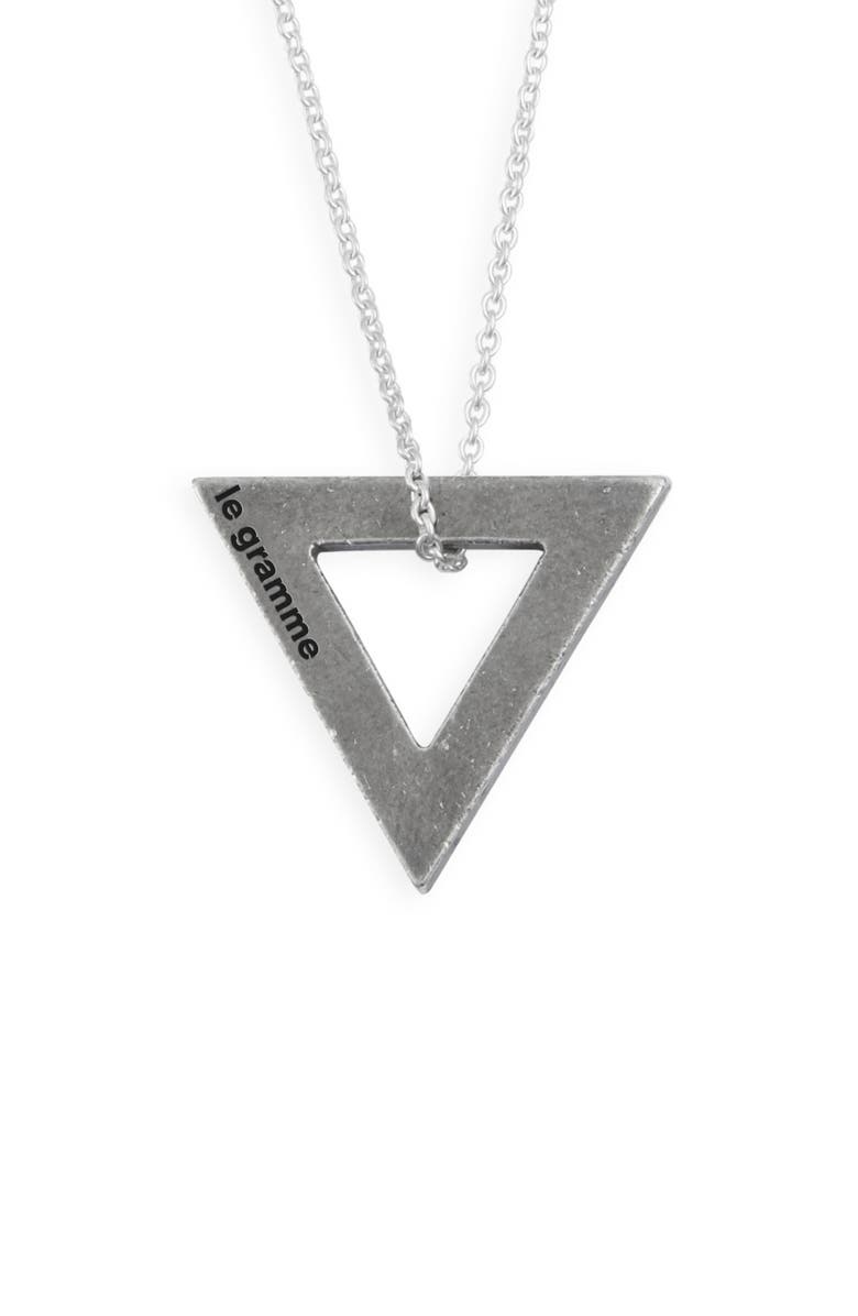 le gramme Men's Sterling Silver Triangle Pendant Necklae, Main, color,