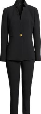 Tahari ASL Notch Neck Long Sleeve Jumpsuit