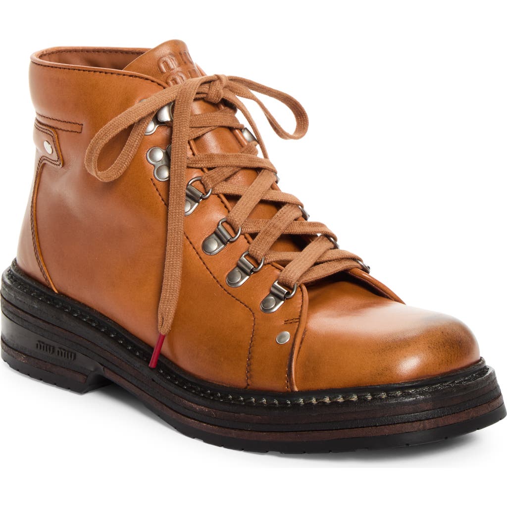 Miu Miu Short Hiking Boot In Brown