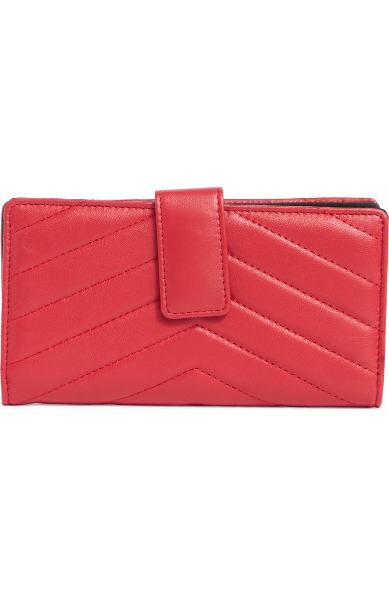 MUNDI SMALL LEATHER GOODS Quilted Tab Frame Clutch, Main, color, Bright Red