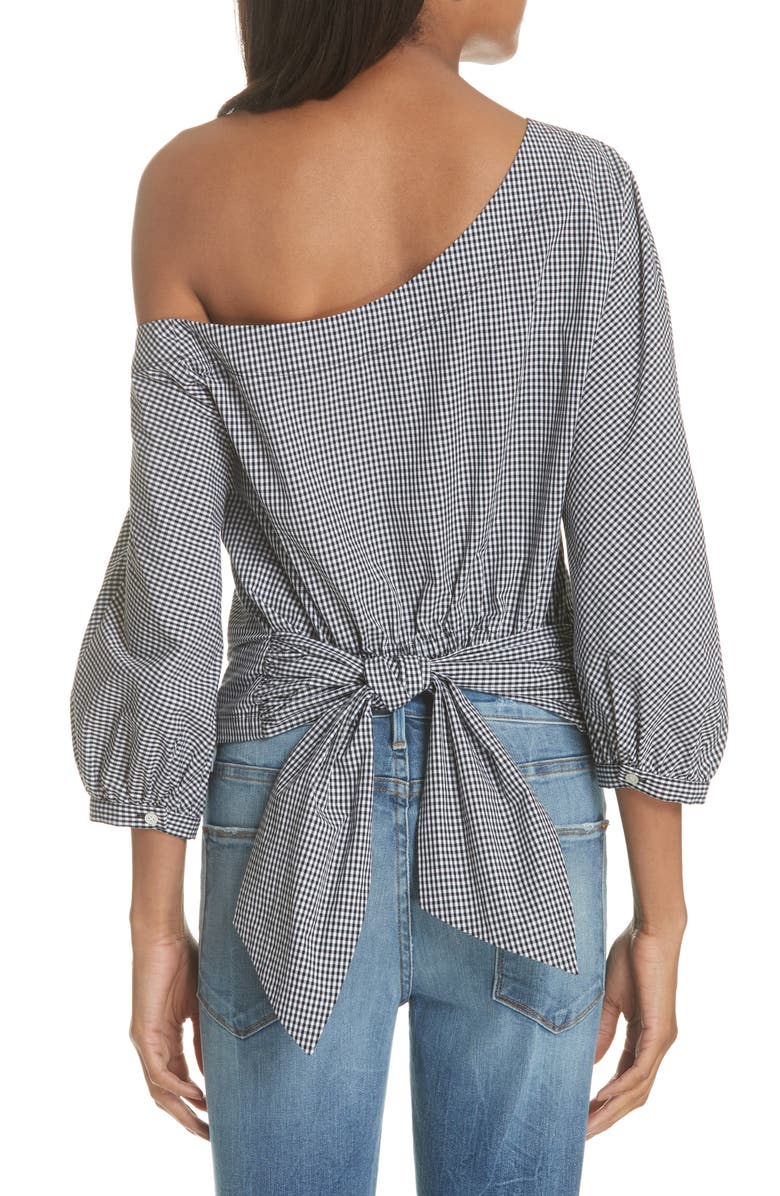 FRAME Gingham Tie Back Off the Shoulder Top, Alternate, color, 