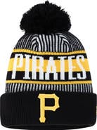 New Era Youth New Era Black Pittsburgh Pirates Striped Cuffed Knit Hat with Pom