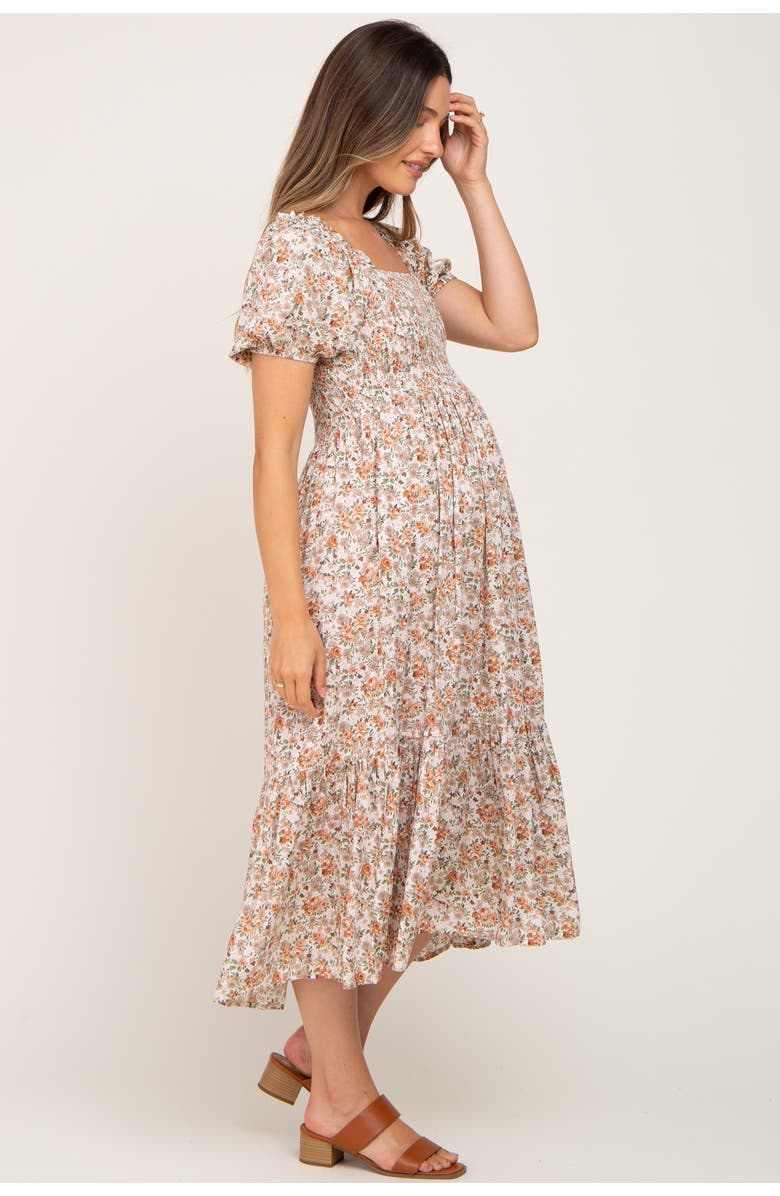 PinkBlush Floral Smocked Puff Sleeve Midi Dress, Alternate, color, 