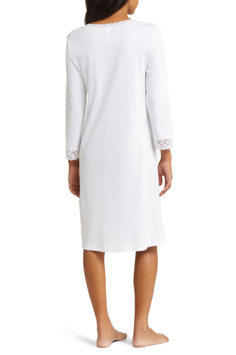 Moments V-Neck Cotton Nightgown, Alternate, color, 101 - WHITE