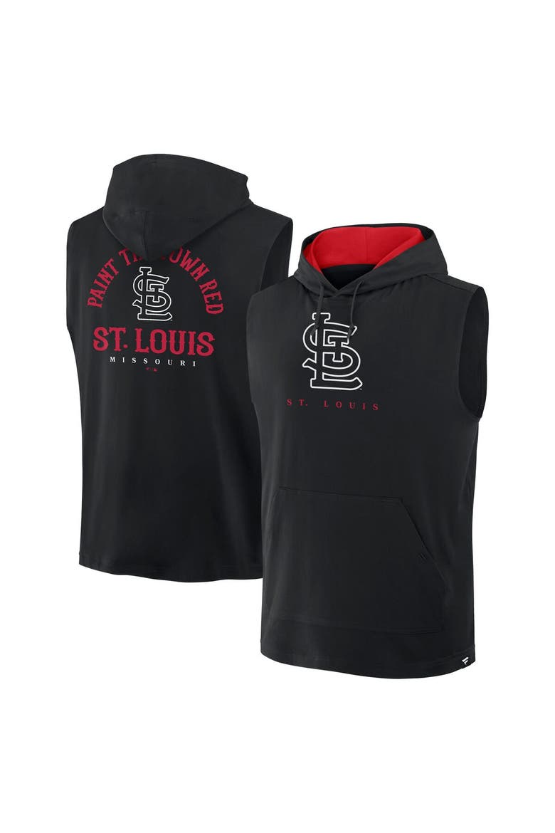 Men's Fanatics Black St. Louis Cardinals Fire Speed Sleeveless Pullover Hoodie, Alternate, color, Black